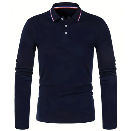Herre polo med lange ærmer og ensfarvet design – Norvian
