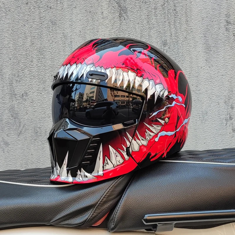 Unisex motorcykelhjelm med visir og full face design – hjelm til motorcykel og scooter – Nexorix