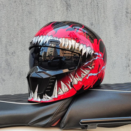 Unisex motorcykelhjelm med visir og full face design – hjelm til motorcykel og scooter – Nexorix