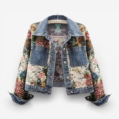 Elvina jakke med blomsterprint og knaplukning