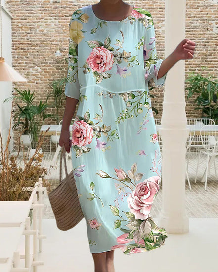 Florena klassisk kjole med blomsterprint