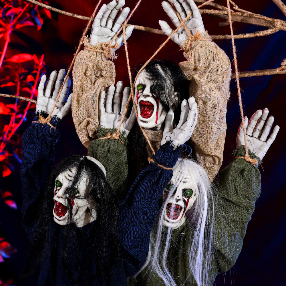 Závesný halloweensky duch s dlhými vlasmi na dekoráciu – Morvella