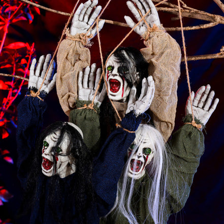 Závesný halloweensky duch s dlhými vlasmi na dekoráciu – Morvella