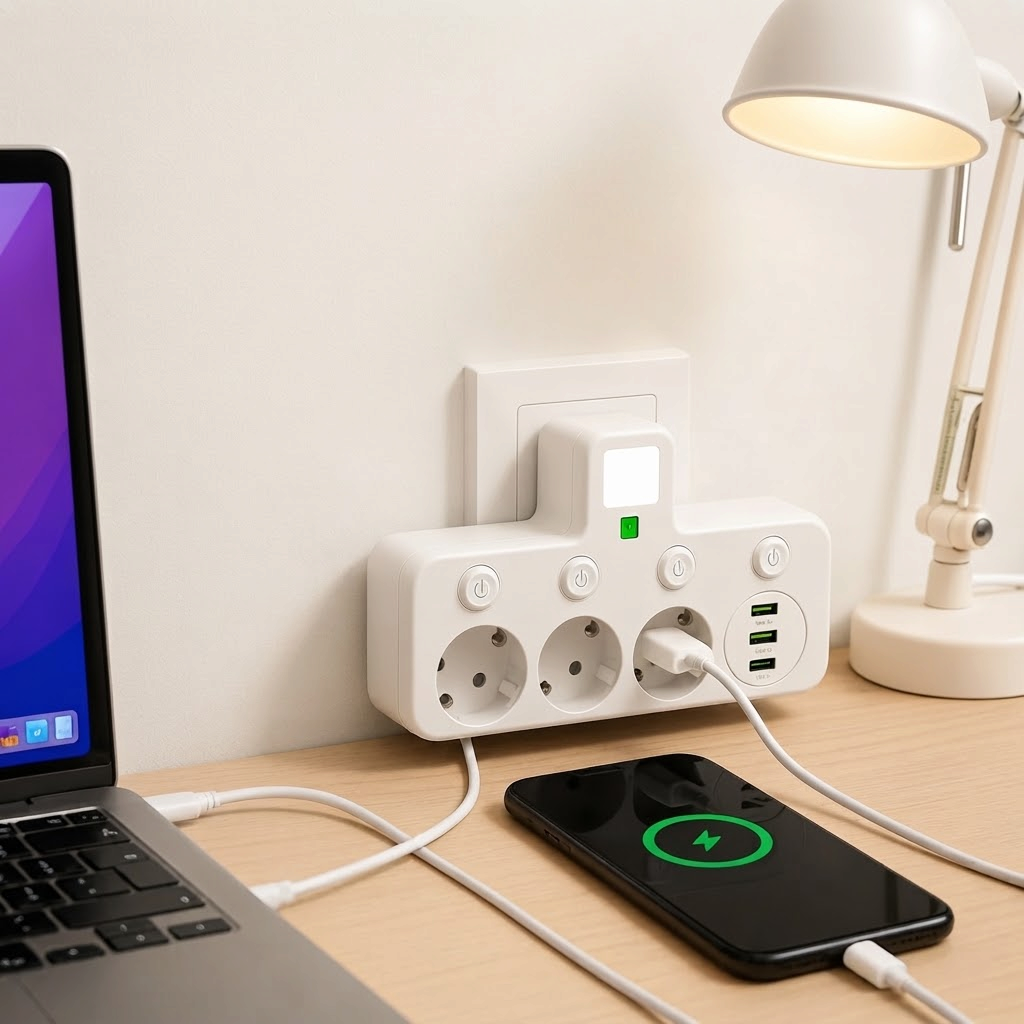 Gniazdko z 3 gniazdami, USB i USB-C – Voltravia