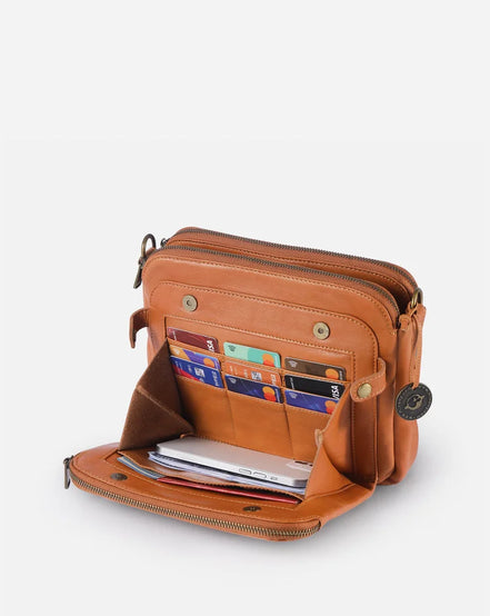 Læder crossbody skuldertaske med justerbar rem – Ravelisse