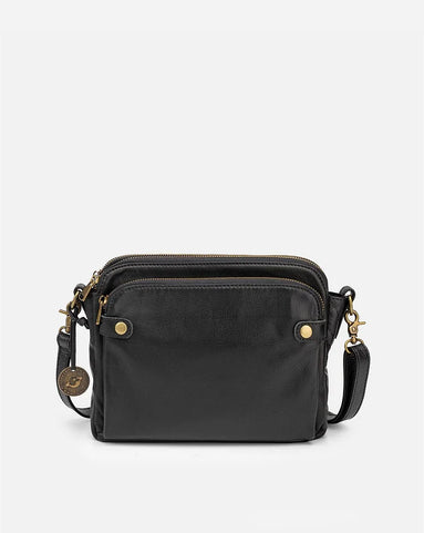 Læder crossbody skuldertaske med justerbar rem – Ravelisse