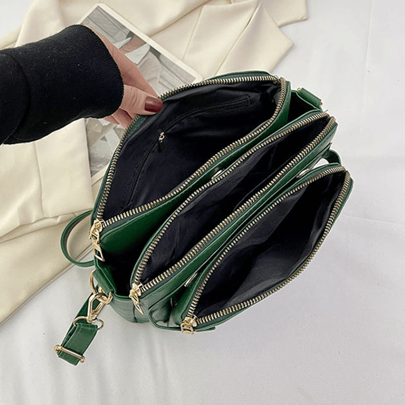 Læder crossbody skuldertaske med justerbar rem – Ravelisse