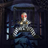 Halloweenová kostra v kleci s pohybovým senzorem a zvukem – Morvex