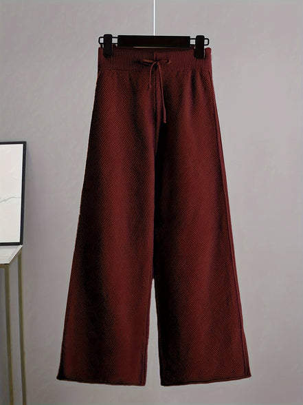 Lunoro To-delt Striksæt – Dame Sweater & Vide Bukser