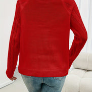 Ravella Strikbluse – Kvinde Sweater med Knapper og Firkantet Halsudskæring