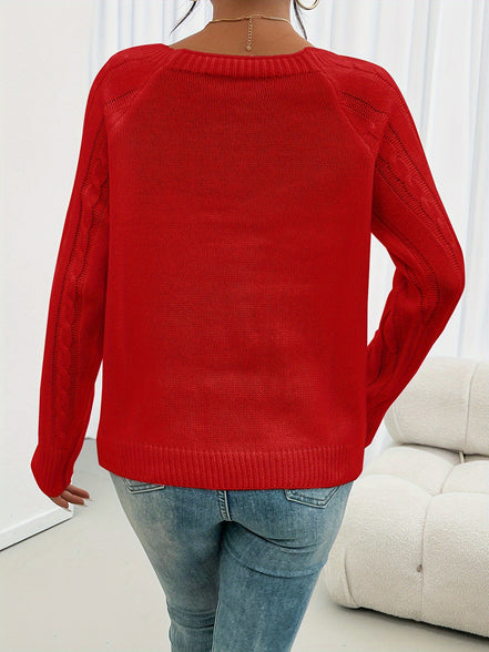 Ravella Strikbluse – Kvinde Sweater med Knapper og Firkantet Halsudskæring