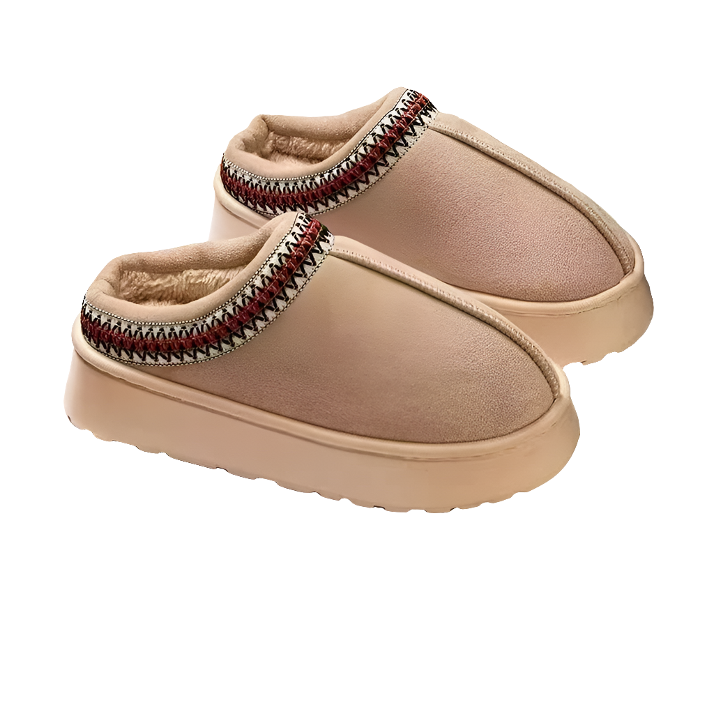 Trendy plyssede platformtøfler