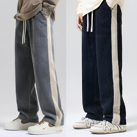 Herre sweatpants i ribstruktur med elastisk talje og afslappet pasform – bukser til hverdag og fritid – Corvian