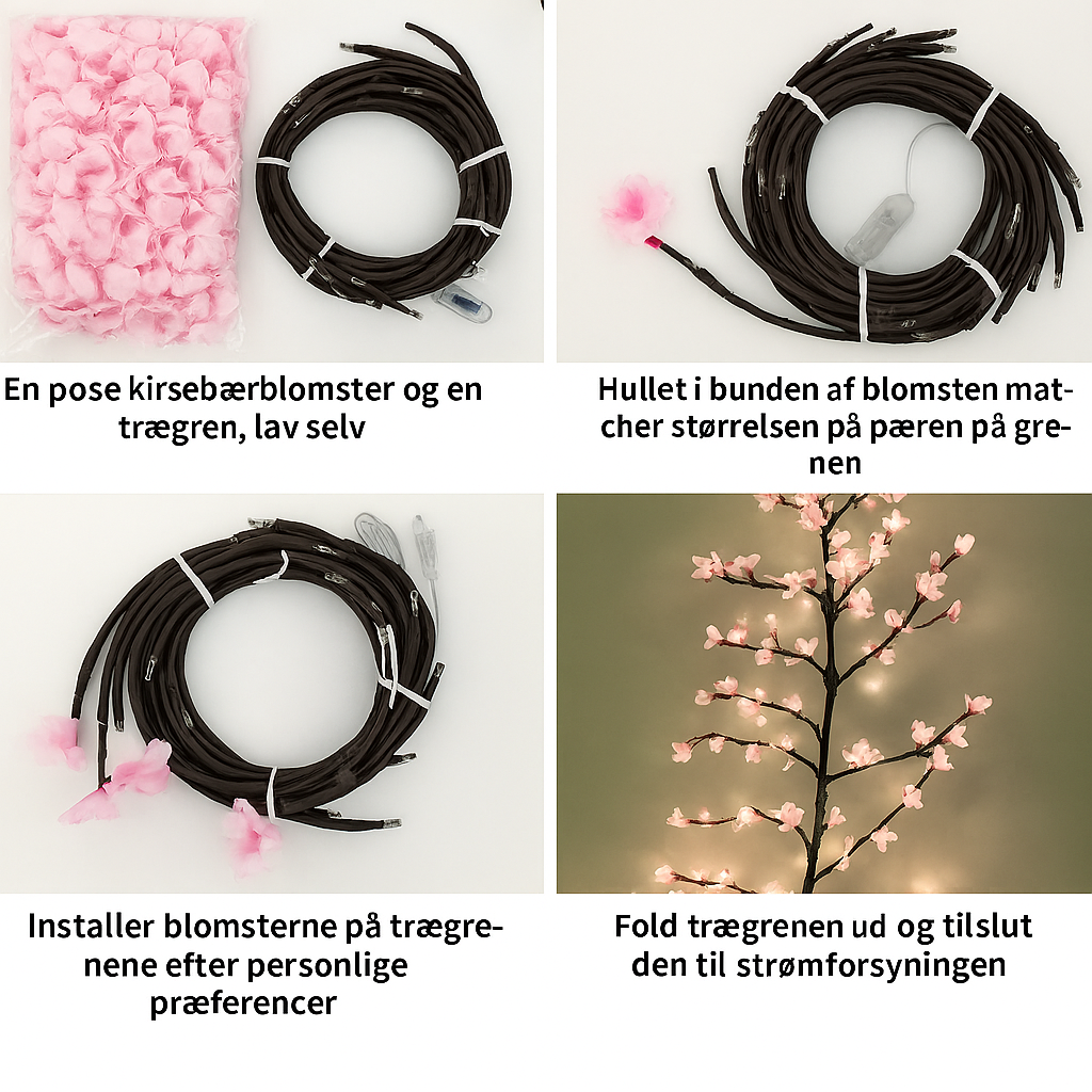 Chic Cherry Blossom LED-dekoration - 2 udsmykkede guirlander