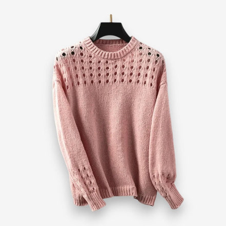 Elvéra langærmet sweater med rund hals og ribkant