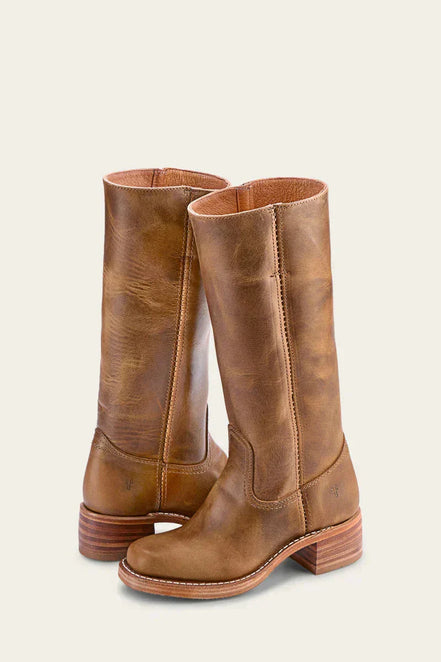 Knee-high damestøvler med blokhæl og klassisk design – Velanique