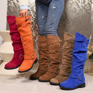 Norellia Knit High Boots – knæhøje slip-on støvler med tekstiloverdel og platformhæl