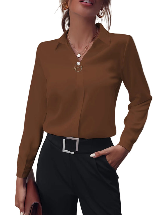 Eloria Lapel Bluse med Lange Ærmer