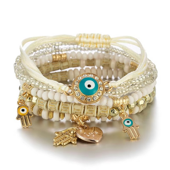 Hamsera dame armbåndssæt – armbånd med Hamsa vedhæng i gaveæske