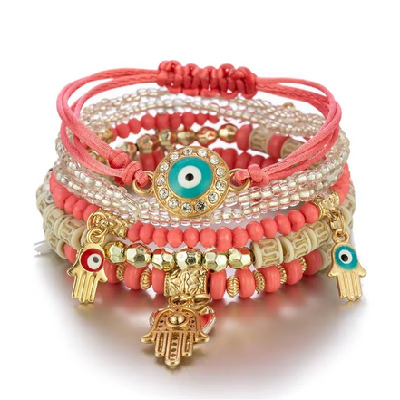 Hamsera dame armbåndssæt – armbånd med Hamsa vedhæng i gaveæske