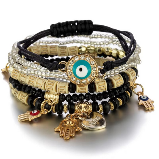 Hamsera dame armbåndssæt – armbånd med Hamsa vedhæng i gaveæske