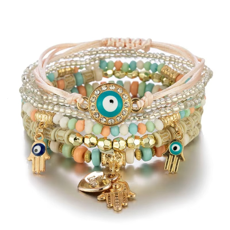 Hamsera dame armbåndssæt – armbånd med Hamsa vedhæng i gaveæske
