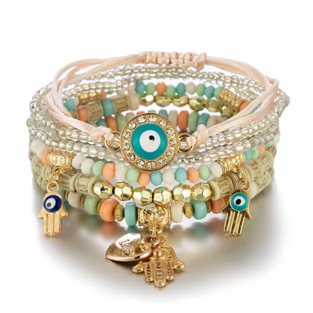 Hamsera dame armbåndssæt – armbånd med Hamsa vedhæng i gaveæske