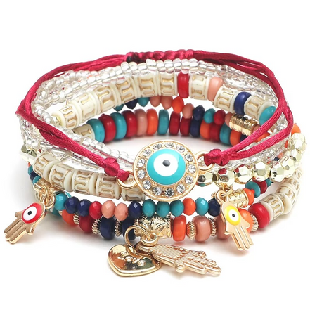 Hamsera dame armbåndssæt – armbånd med Hamsa vedhæng i gaveæske