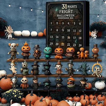 Halloween odpočítavací box s 31 minifigúrkami a dekoráciami – Velmoris