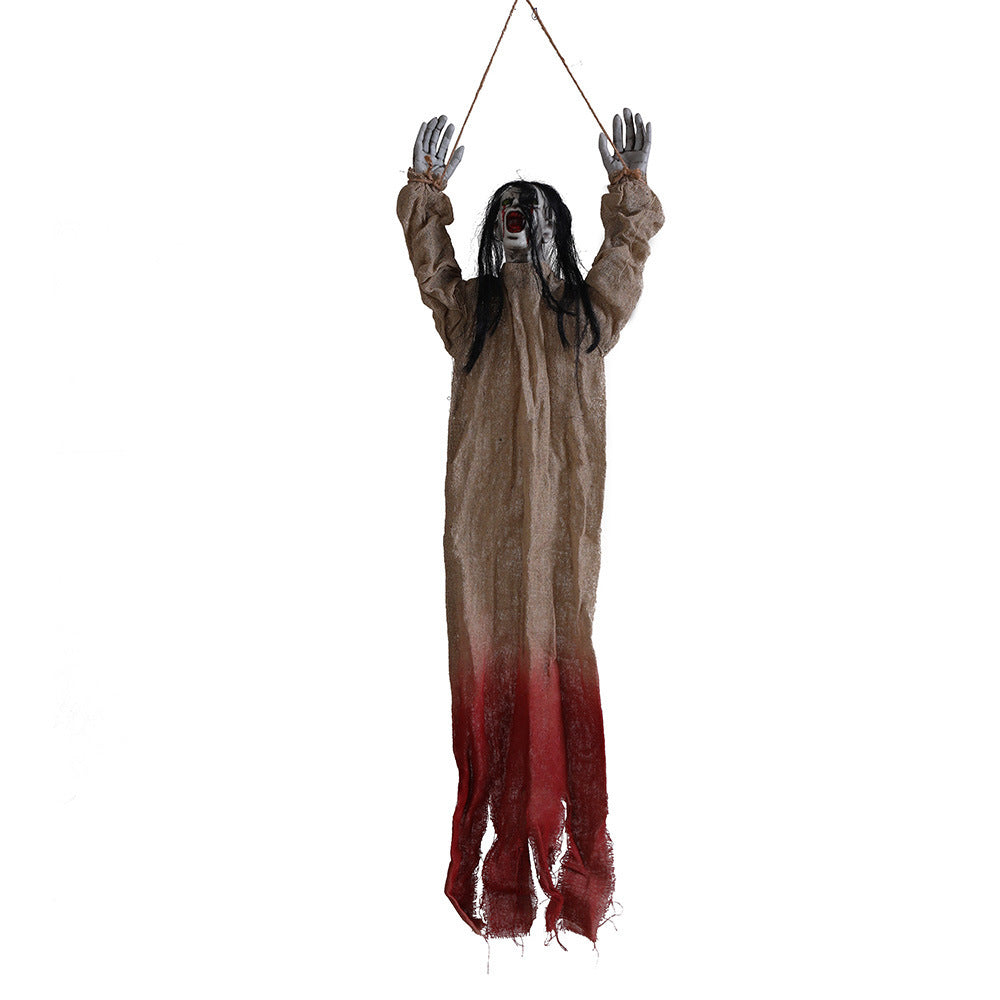 Závesný halloweensky duch s dlhými vlasmi na dekoráciu – Morvella