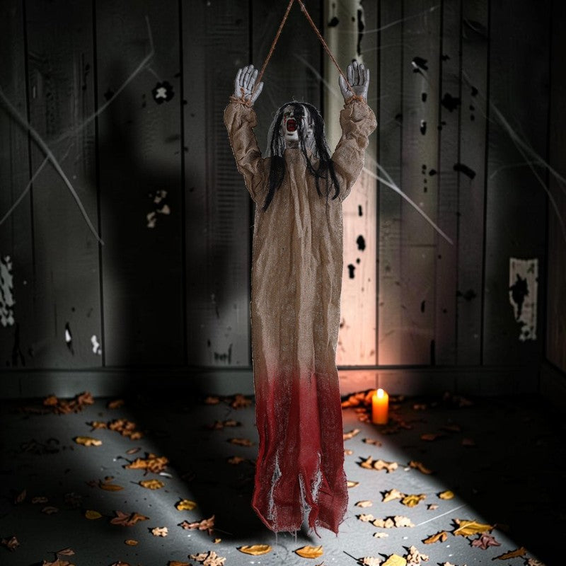 Závesný halloweensky duch s dlhými vlasmi na dekoráciu – Morvella