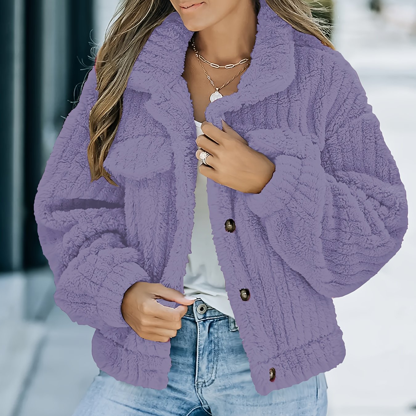 Frenora Faux Fur Jakke – Langærmet Jakke i Blød Imiteret Pels