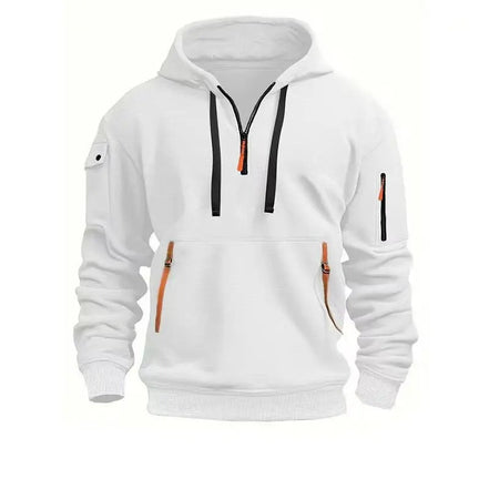 Herre hoodie med halv lynlås og lange ærmer – løs pasform sweatshirt til hverdag – Orvexan