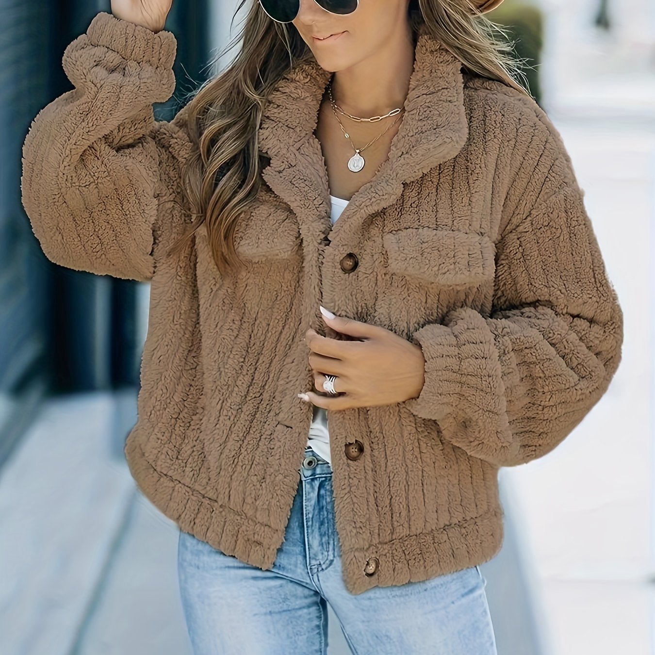 Frenora Faux Fur Jakke – Langærmet Jakke i Blød Imiteret Pels
