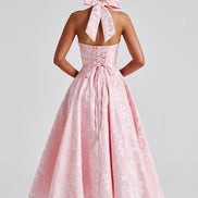 Halter midi kjole til dame med elegant design – Lunévia