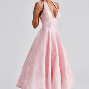 Halter midi kjole til dame med elegant design – Lunévia