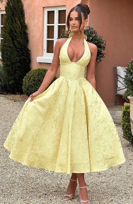 Halter midi kjole til dame med elegant design – Lunévia