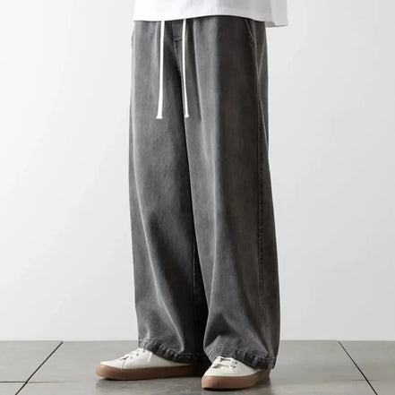 Baggy jeans med elastisk talje og let denim – bukser til hverdag og streetwear – Denviro
