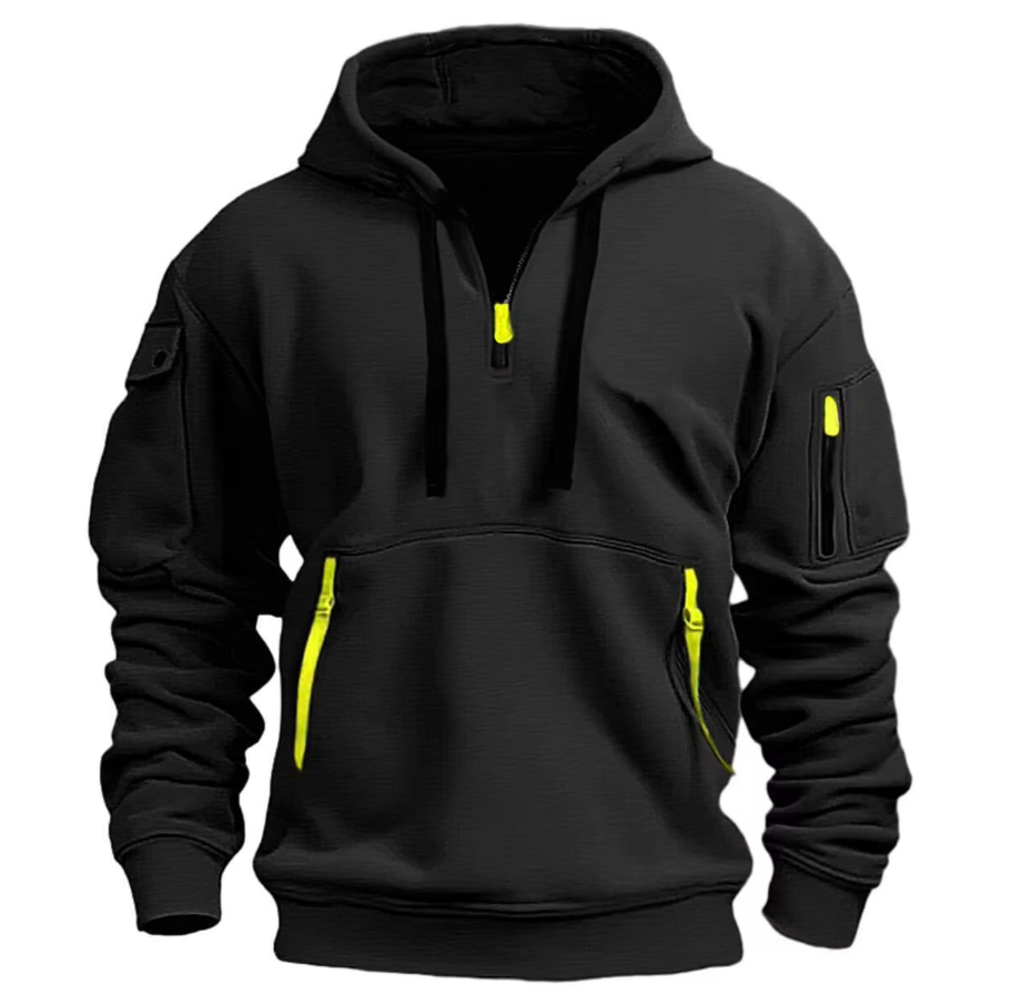 Herre hoodie med halv lynlås og lange ærmer – løs pasform sweatshirt til hverdag – Orvexan
