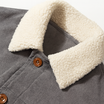 Heren corduroy jas met warme fleecevoering en knoopsluiting aan de voorkant