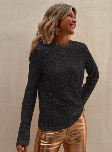 Lunera langærmet pailletbluse