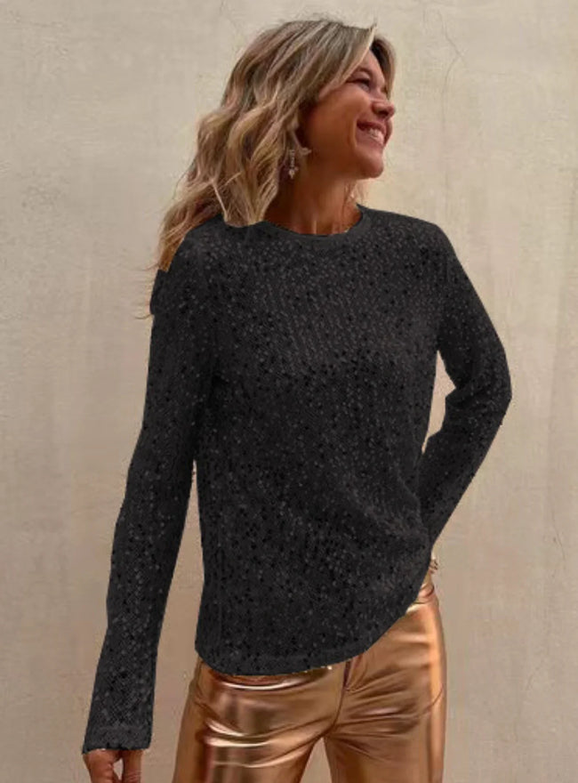 Lunera langærmet pailletbluse