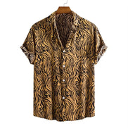 Herreskjorte med leopardprint og korte ærmer – Florenzo