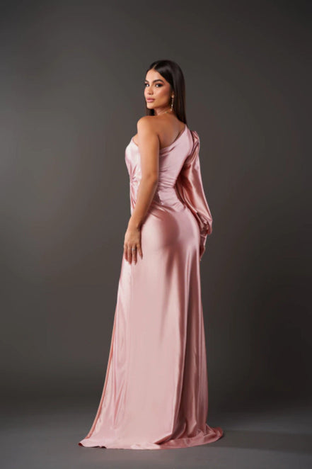 Selvoria dame maxikjole – one shoulder kjole med drapering og slids