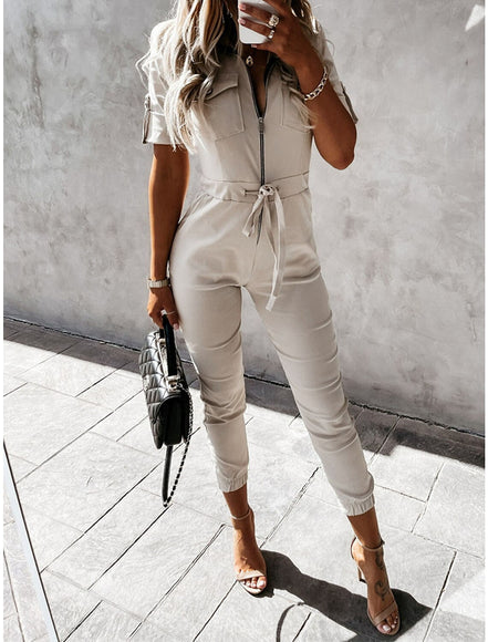 Dame overall med justerbar talje og cargo design – jumpsuit til hverdag og fritid – Virella