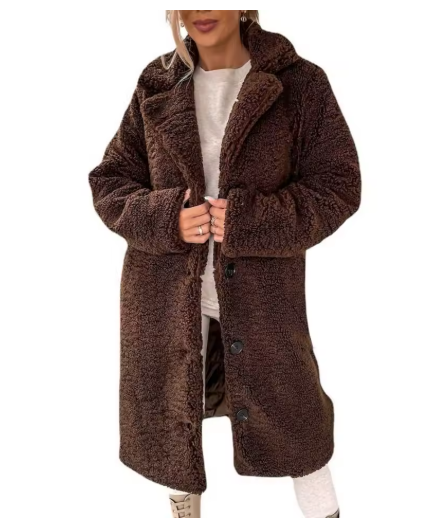 ALVA – Lang jakke i teddy-materiale