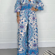Elvéra jumpsuit – langærmet med V-udskæring og vide ben