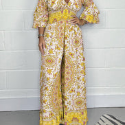 Elvéra jumpsuit – langærmet med V-udskæring og vide ben