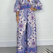 Elvéra jumpsuit – langærmet med V-udskæring og vide ben