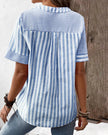 Selvina stribet bluse med korte ærmer